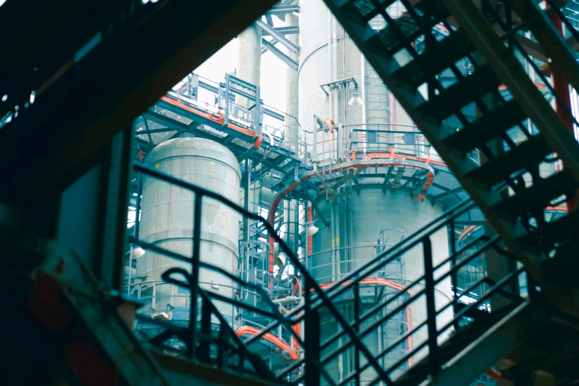 Industrial automotive manufacturing plant aerial view
